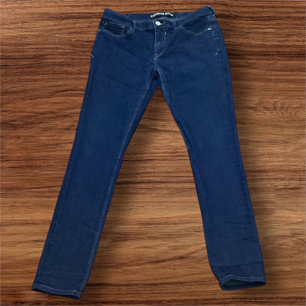 Express Mia Mid Rise Legging Jeans Dark Wash Denim Size 10R Womens